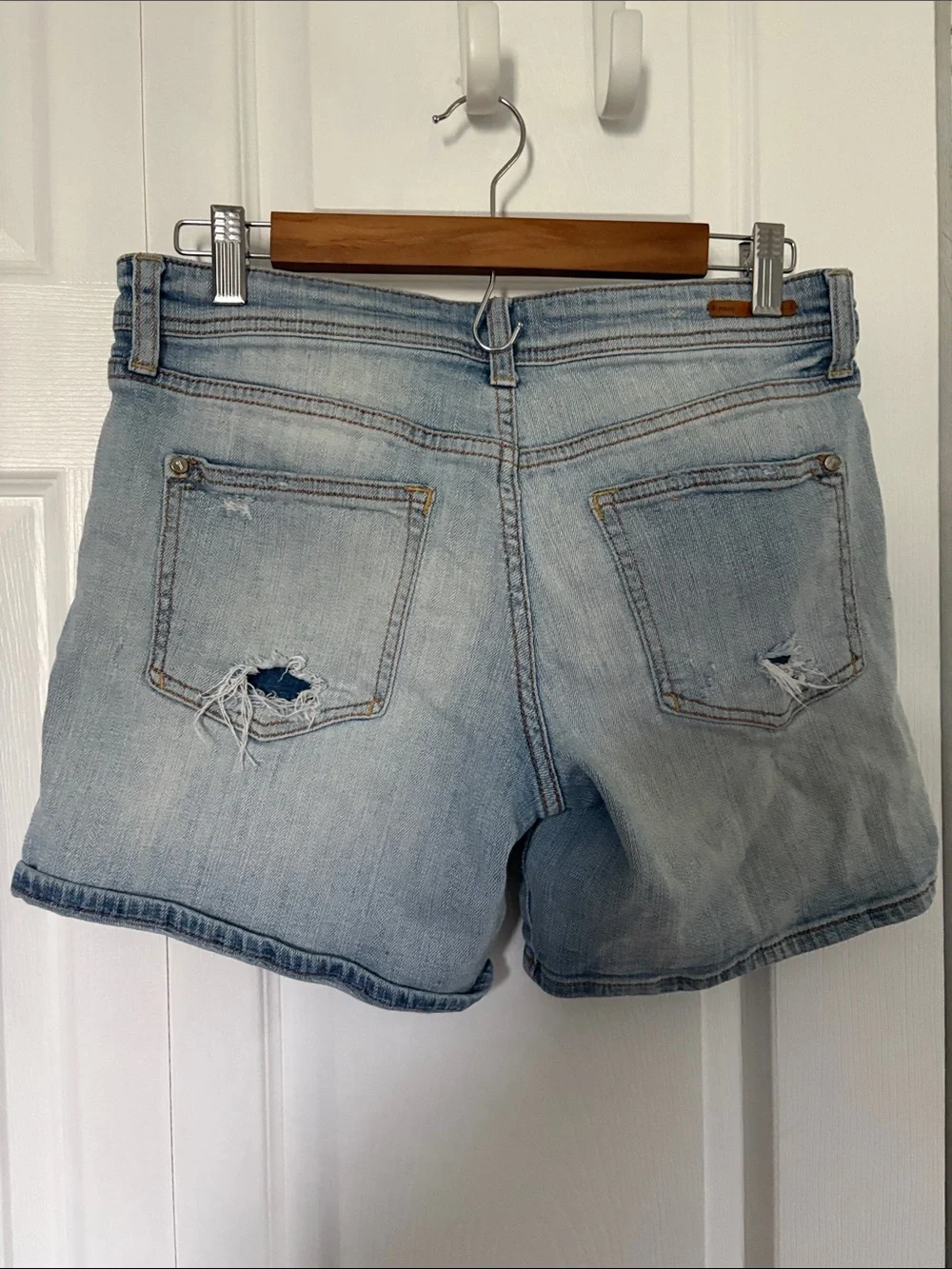 Pilcro Boyfriend Light Wash Distressed Denim Shorts - - Picture 3 of 3